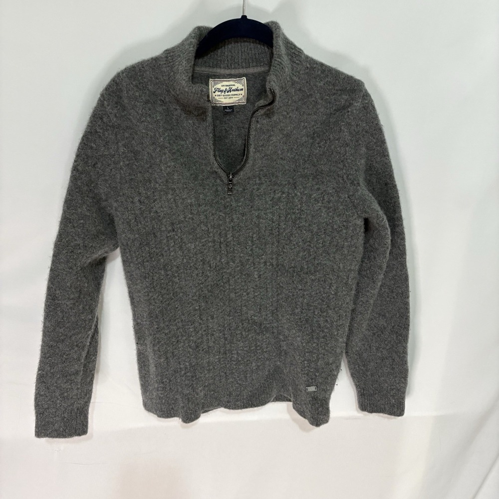 Flag & Anthem Womens 100% Wool Grey 1/4 Zip Pullover Sweater CORESW356 L